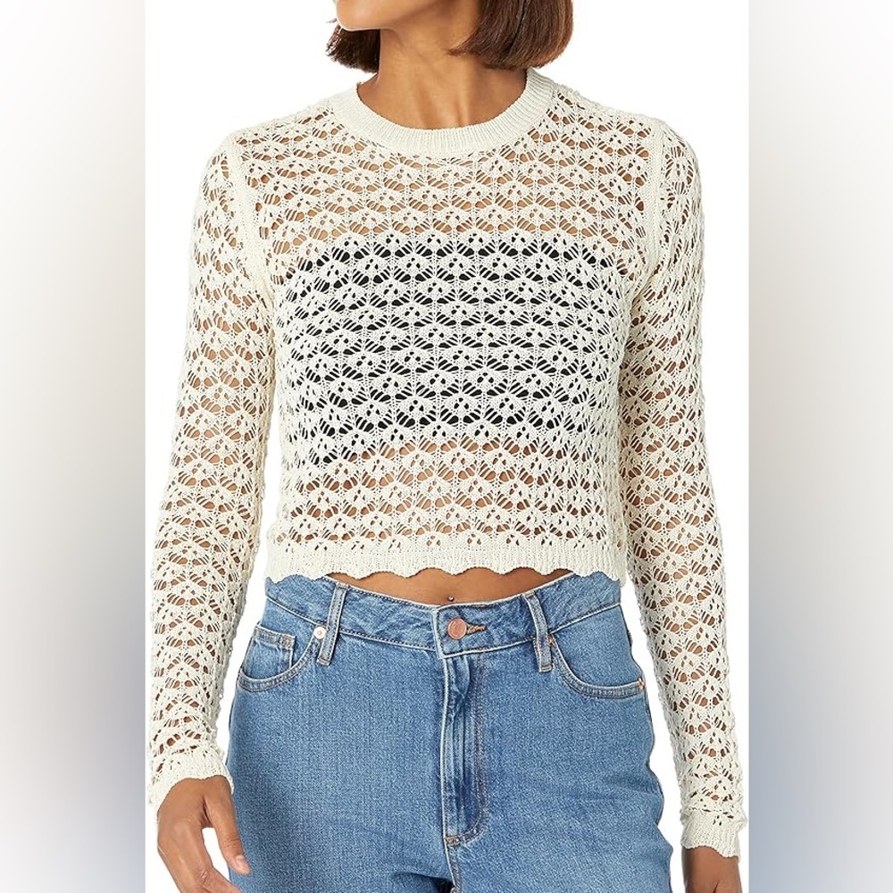 Chic Cream Lace Knit Sweater